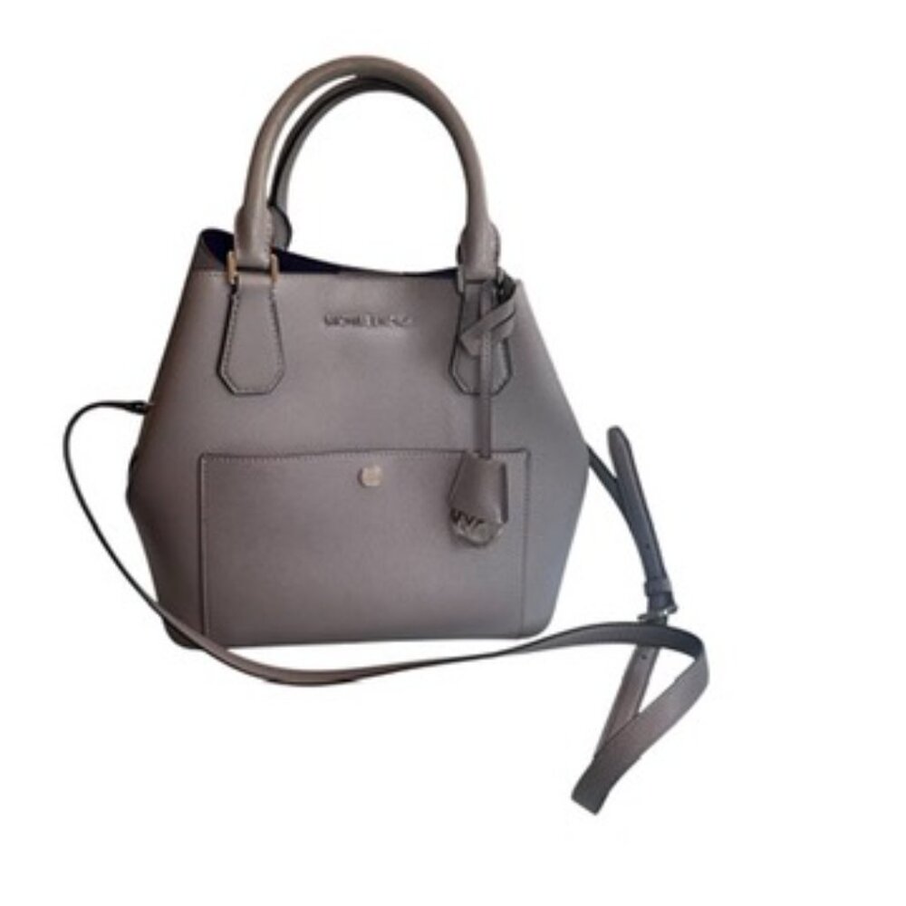 Michael Kors Greenwich Saffiano Leather Bucket Bag Grey/Purple, Arm & Crossbody